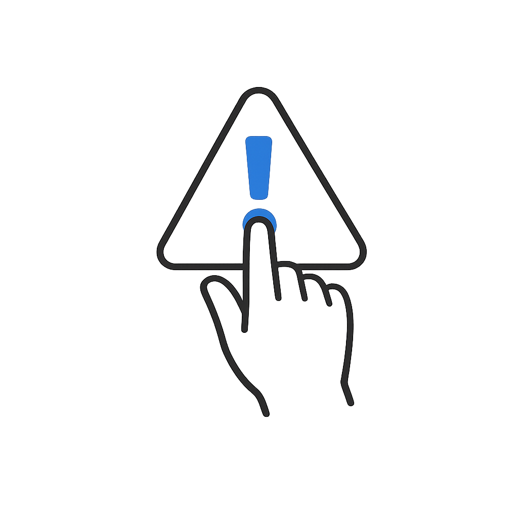 Hand pressing an emergency button to represent emergency triage in patient portal AI